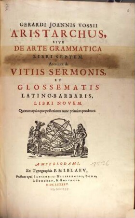 Gerardi Joan. Vossii Opera : In Sex Tomos Divisa ; Quorum Series post Praefationum exhibetur. 2, Grammaticus