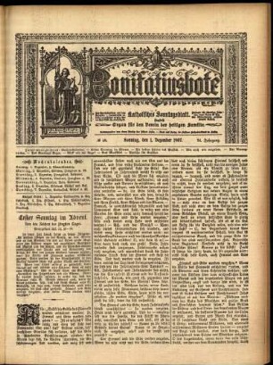 Erste Ausgabe vom Sonntag, den 01. Dezember 1907.