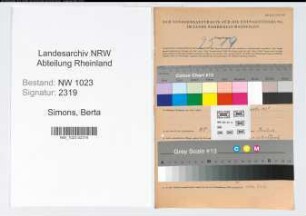 Entnazifizierung Berta Simons , geb. 12.06.1898 (Postassistentin)