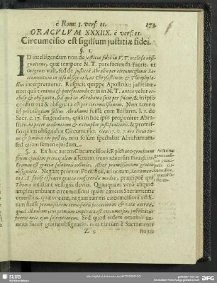 Oraculum XXXIIX. e vers: 11. Circumcisio est sigillum justitiae fidei