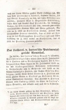 V. Das freiherrl. v. hutten'sche Patrimonialgericht Romsthal.