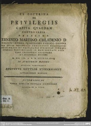 Ex Doctrina De Privilegiis Capita Quaedam Controversa