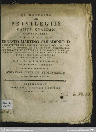 Ex Doctrina De Privilegiis Capita Quaedam Controversa