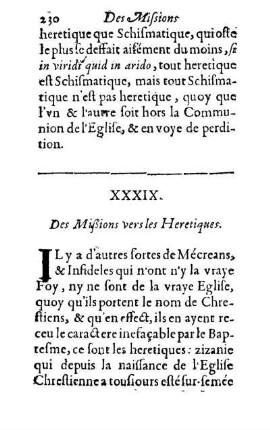 XXXIX. Des Mißions vers les Heretiques