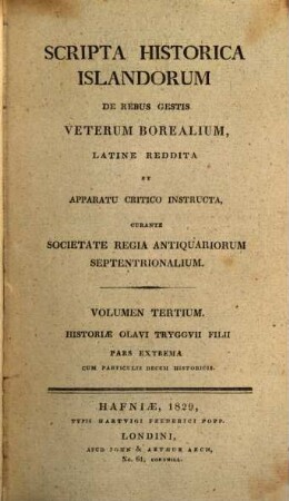 Scripta historica Islandorum de rebus gestis Veterum Borealium, 3