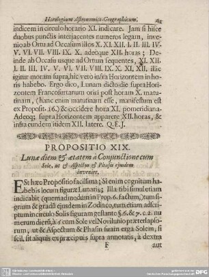 PROPOSITIO XIX. Lunae diem & aetatem a Cunjunctione cum Sole, ut & Aspectus & Phases ejusdem invenire.