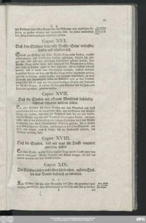 Caput XVI. Daß kein Stöllner seine erste Wasser-Seige verlassen, senken und erhöhen soll.