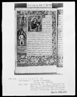 Lateinisches Stundenbuch (Livre d'heures) — Textseite mit zwei Miniaturen, Folio 108verso