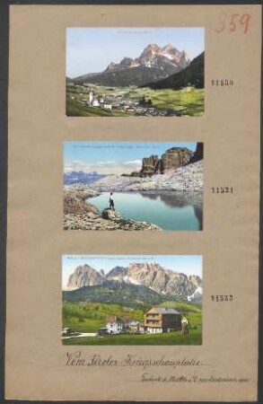 Kolorierte Ansichtskarten: Der Pisciadusee (2589 m) in der Sellagruppe. Dolomiten. Tirol