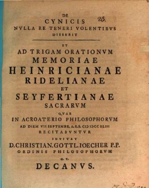 De Cynicis nulla re teneri volentibus