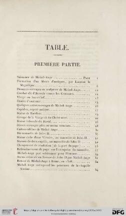 Table, Première Partie