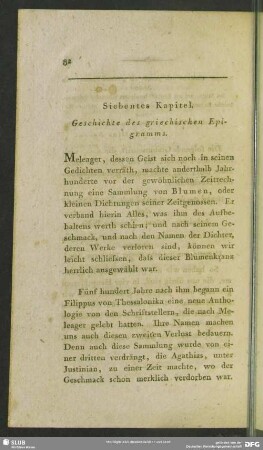 Siebentes Kapitel. Geschichte des griechischen Epigramms