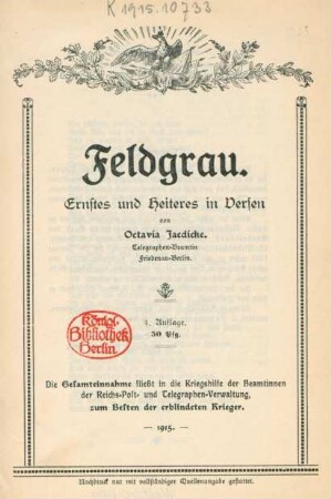Feldgrau : Ernstes und Heiteres in Versen