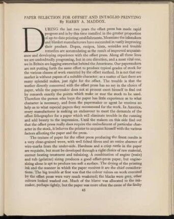 Paper selection for offset and intaglio printing