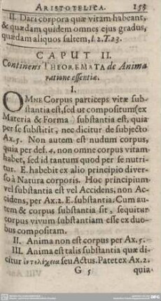 CAPUT II. Continens THEOREMATA de Anima ratione essentiae.