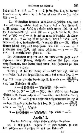 3. Von der Auflösung einiger hieher gehörigen Aufgaben.