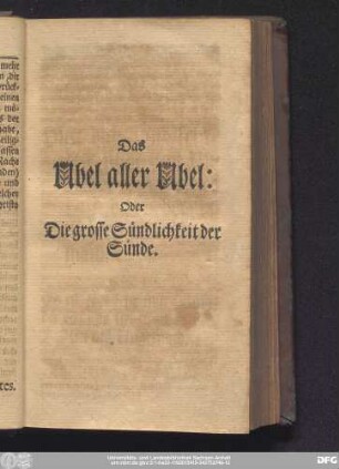 [Das Übel aller Übel: Oder Die grosse Sündlichkeit der Sünde.]