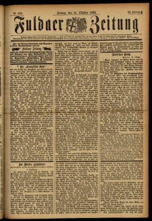 Ausgabe vom Freitag, den 21. Oktober 1892.
