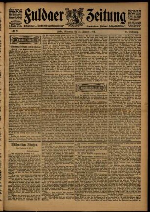 Erste Ausgabe vom Mittwoch, den 13. Januar 1904.