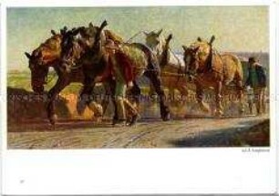 Pferdegespann zieht einen Wagen