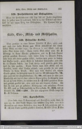 Klöse, Eier-, Milch- und Mehlspeisen