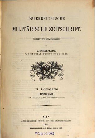 Österreichische militärische Zeitschrift. 1862, 2 = Jg. 3