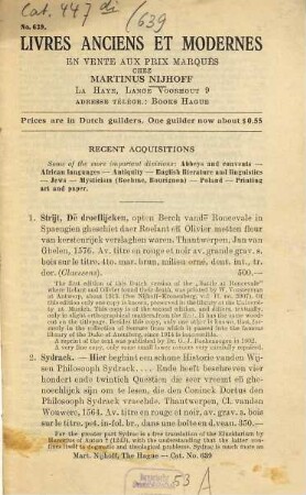 Livres anciens et modernes en vente aux prix marqués chez Martinus Nijhoff à La Haye, 639