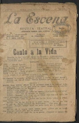 Canto a la vida : comedia en tres cuadros