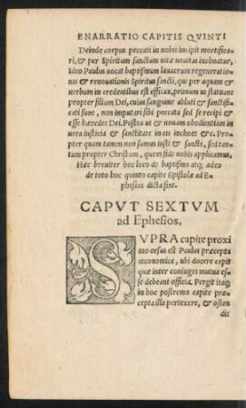 Caput Sextum ad Ephesios.