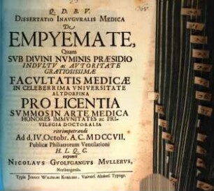 Dissertatio Inavgvralis Medica De Empyemate