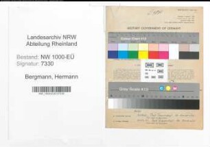 Entnazifizierung Hermann Bergmann, geb. 03.10.1909 (Verwaltungsinspektor)