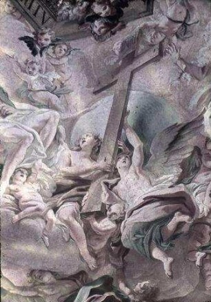 Die Heilige Dreifaltigkeit umgeben von Engeln und Heiligen