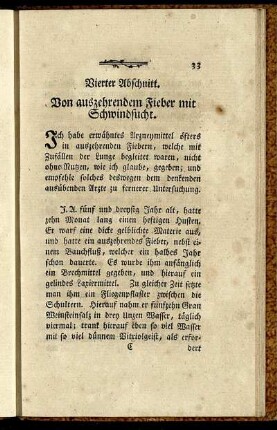 Vierter Abschnitt. Von auszehrendem Fieber mit Schwindsucht.