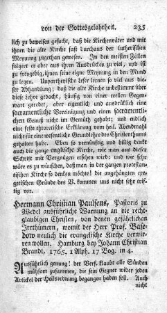 Ausführliche Warnung an die rechtgläubigen Christen.