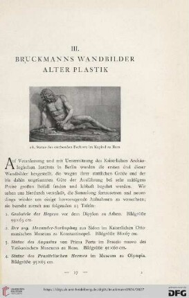 III. Bruckmanns Wandbilder Alter Plastik