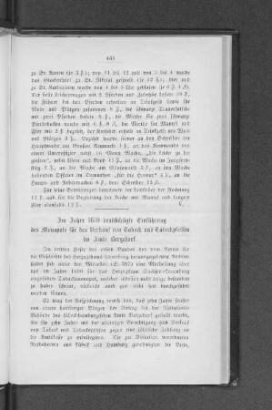 Im Jahre 1680 beabsichtigte Einführung des Monopols für den Verkauf von Tabak und Tabakpfeifen im Amte Bergedorf.