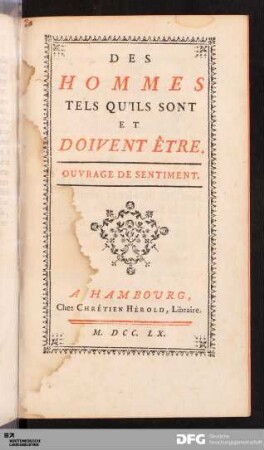 Des Hommes Tels Qu'ils sont et Doivent Être : Ouvrage De Sentiment