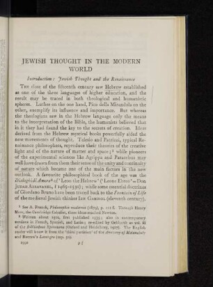 Jewish thought in the modern world