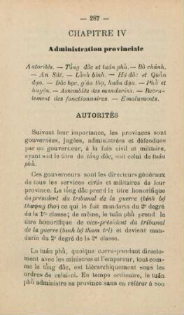 Chapitre IV. Administration provinciale