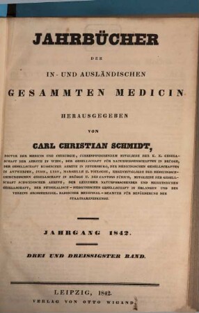 Jahrbücher der in- und ausländischen gesammten Medicin. 33, 33. 1842