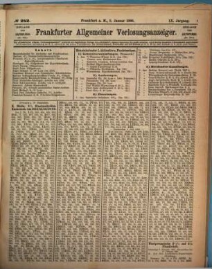 Frankfurter allgemeiner Verlosungsanzeiger : enth. Auslosungen u. Amortisationen von Staatspapieren, Anlehenslosen, Aktien u. Obligationen ... 9 = Nr. 262 - 303. 1868