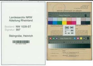 Entnazifizierung Heinrich Steingrobe , geb. 11.09.1910 ()