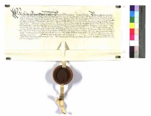Bischof Friedrich für Albrecht und Wolfgang von Hohenlohe verleiht Kälberbach; Siegel.