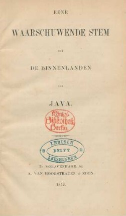 Eene waarschuwende stem uit de binnenlanden van Java