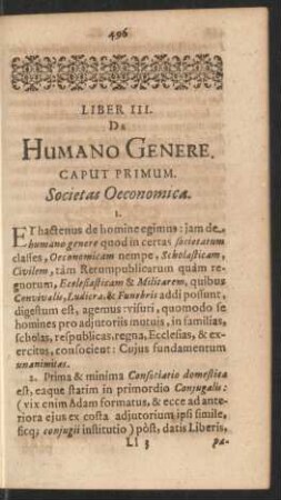 Liber III. De Humano Genere
