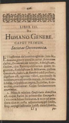 Liber III. De Humano Genere
