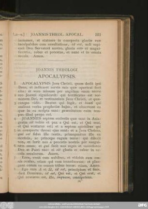 Ioannis Theologi Apocalypsis.