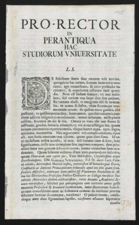 Pro-Rector In Perantiqua Hac Studiorum Universitate L. S.