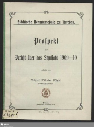 1909/10(1910): Prospekt und Bericht : über das Schuljahr ...