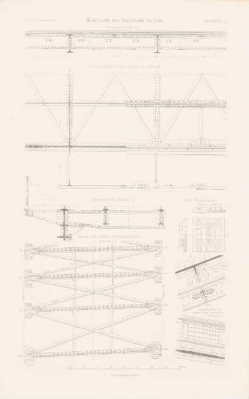 Moselbrücke der Staatsbahn, Koblenz-Güls: Details (aus: Atlas zur Zeitschrift für Bauwesen, hrsg. v. F. Endell, Jg. 31, 1881)